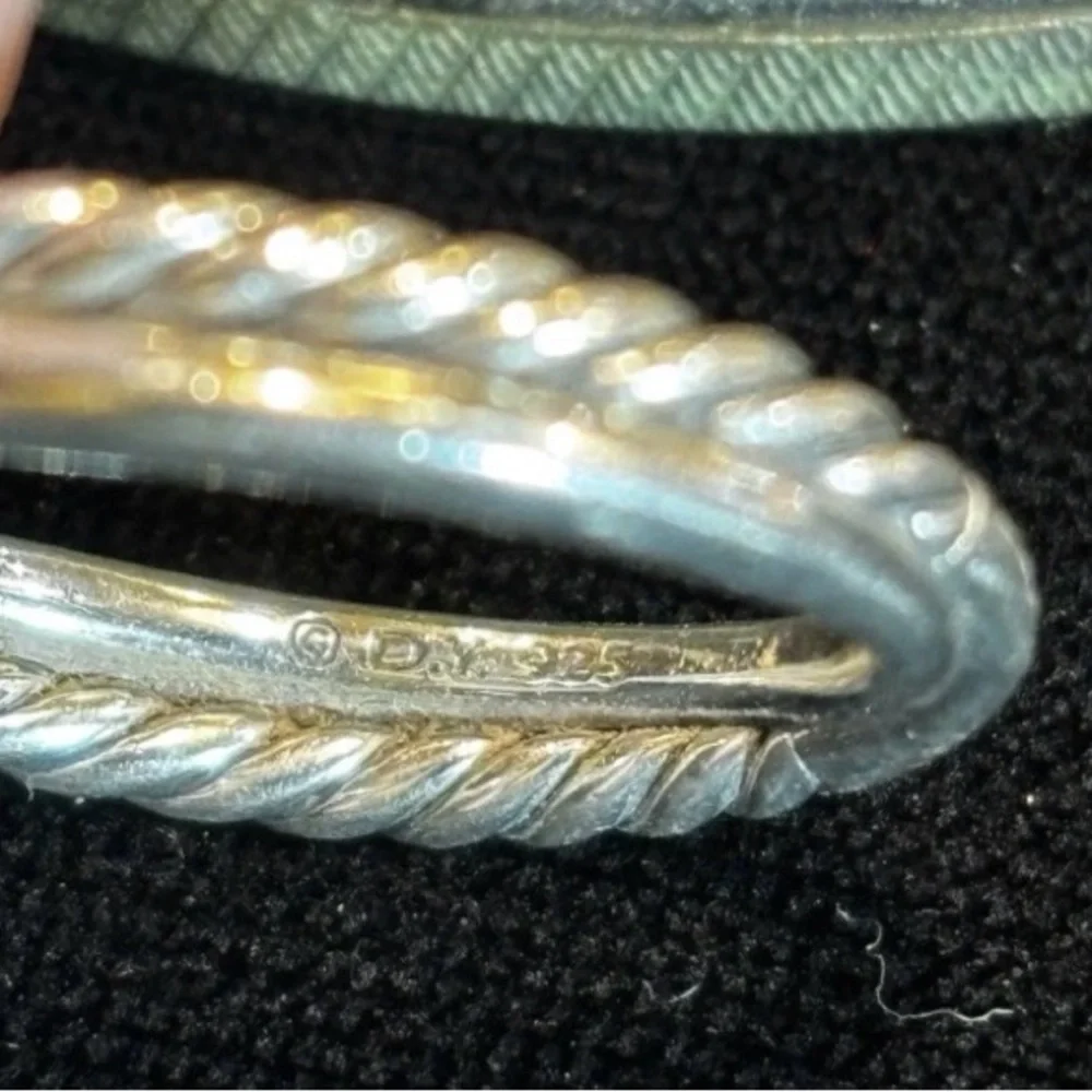 David Yurman Sterling Silver X Ring with Diamonds - Picture 3 of 5